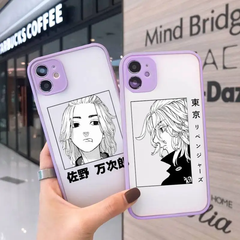 

Tokyo Revengers manjiro sano Phone Case For iPhone 12 11 Mini Pro XR XS Max 7 8 Plus X Matte transparent Purple Back Cover