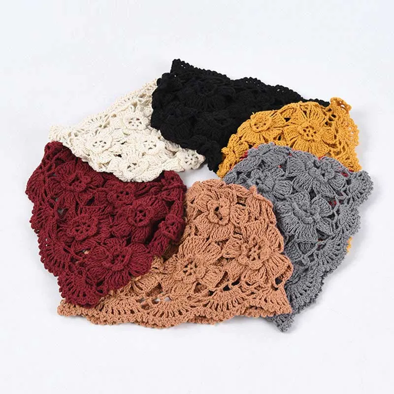 Модный женский берет Fibonacci ручной работы вязаный крючком с ажурными цветами |