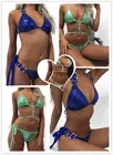 Новый Модный комплект одежды из 2 шт., для девушек, с эффектом пуш-ап Холтер бикини бюстгальтер с низкой талией блестками стринги стразы комплект бикини для купания, купальник, пляжная праздничная одежда