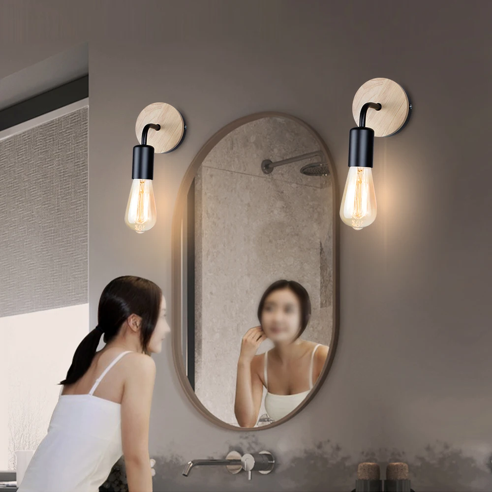 Деревянная настенная ретро лампа E27 110 В 220 В|metal wall lamp|lamp led wallwall lamp industrial |