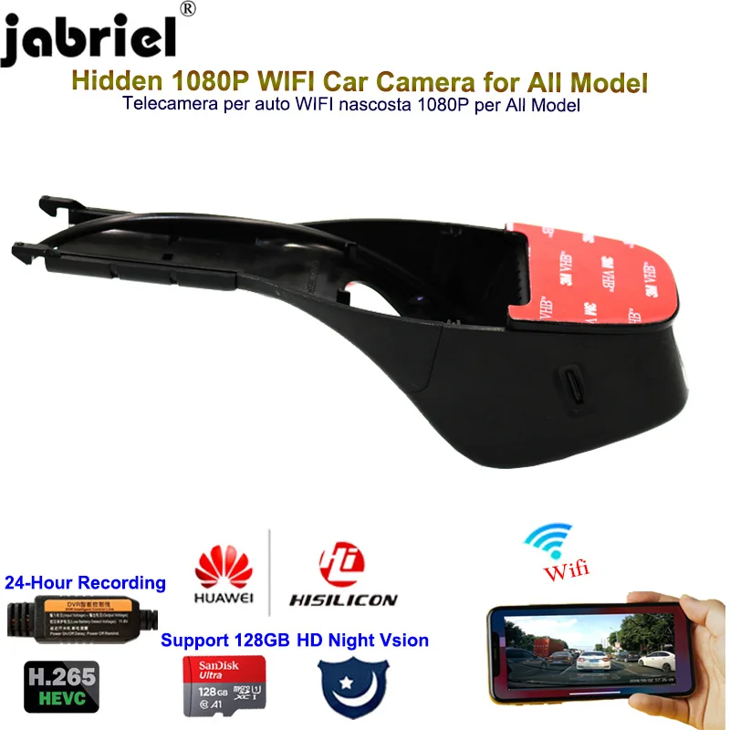 Скрытый видеорегистратор Jabriel 1080P с Wi Fi Автомобильная камера для Volkswagen Toyota Skoda Renault
