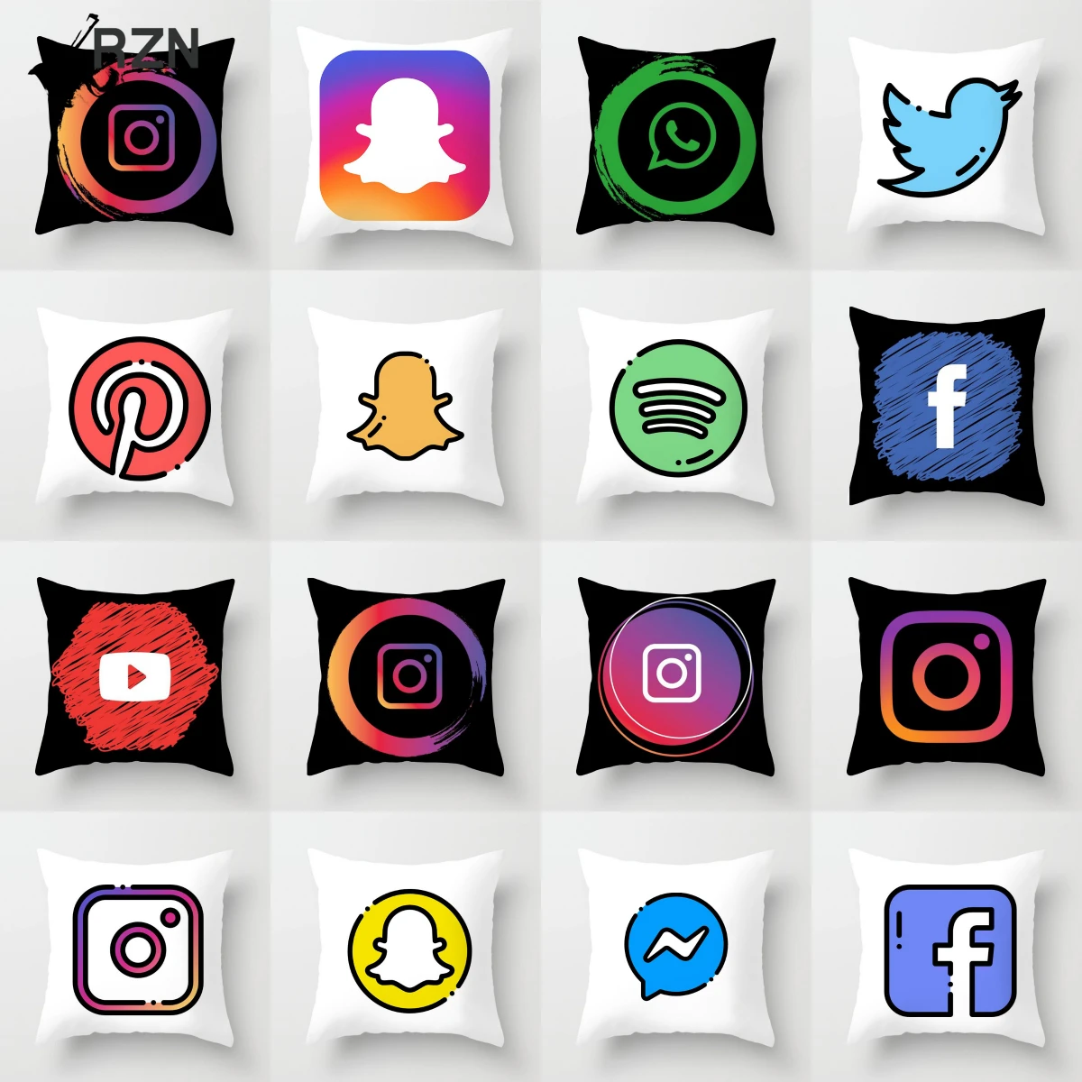 Новинка, наволочки с принтом логотипа приложения, 45x45 см, популярные декоративные простые наволочки в стиле Instagram, Twitter, Facebook, Snapchat