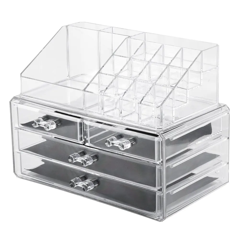 Large Capacity Makeup Box Transparent Acrylic Desktop Multi-drawer Cosmetic Storage Finishing Lipstick Stand | Красота и здоровье