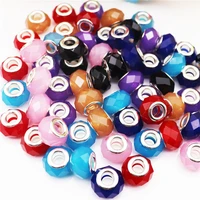 10pcs color faceted resin large hole spacer beads charms bulk fit pandora bracelet women key chain rings for jewelry making kit