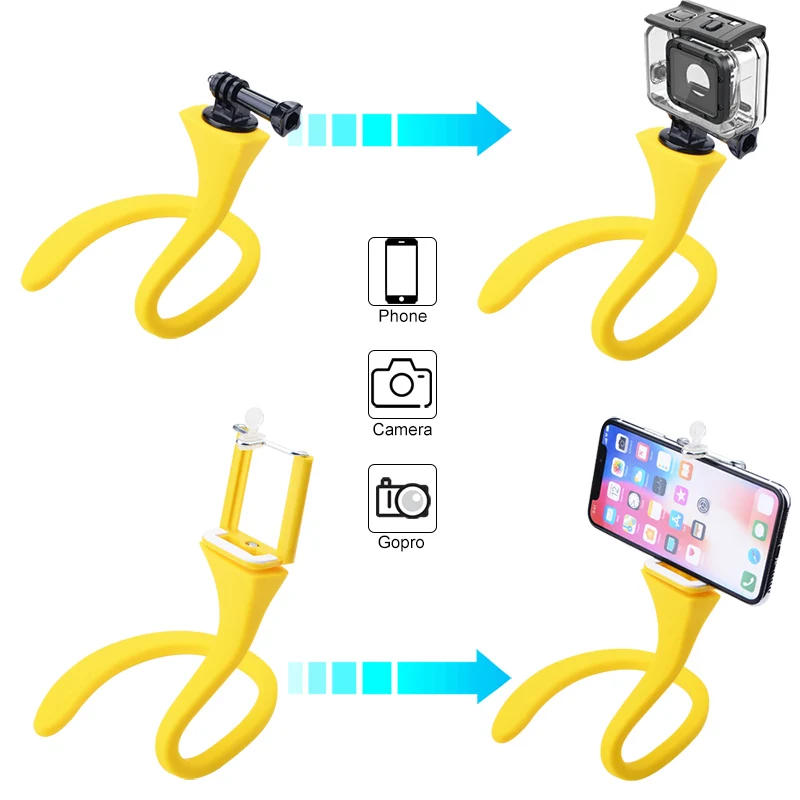 Variety Flexible Selfie Stick Bluetooth Tripod For Phone Camera Monopod Mobile Tripode For Gopro Holder Stand Smartphone Yellow