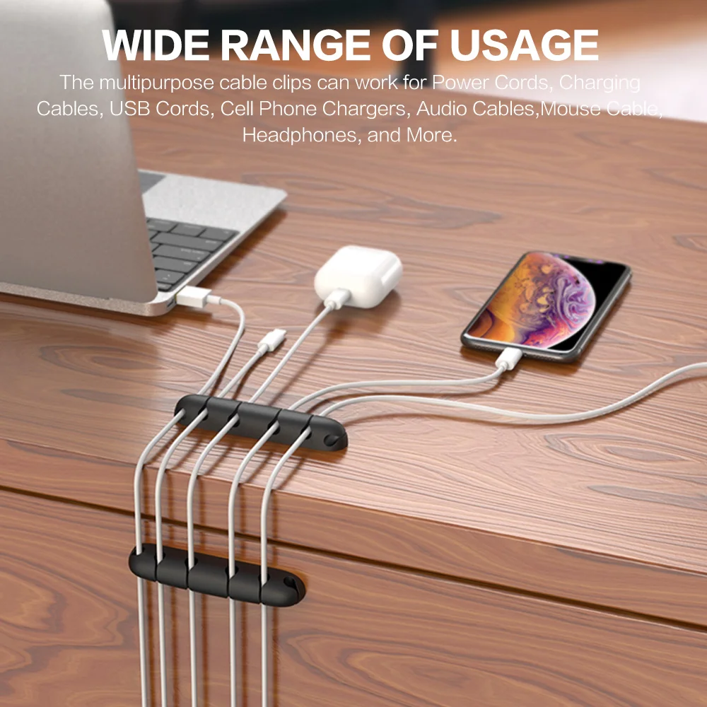 usb 6 hole cable manager cable winder silicone cable tie retainer wire manager cable clamp office desk phone cable holder free global shipping