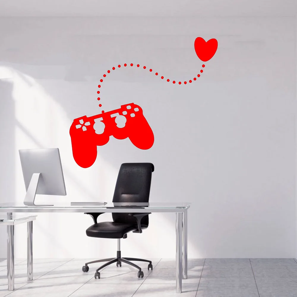 

Game Controller Heart Vinyl Wall Sticker Teen Room Home Decoration Accessories For Living Room Bedroom Decor Accessories C265