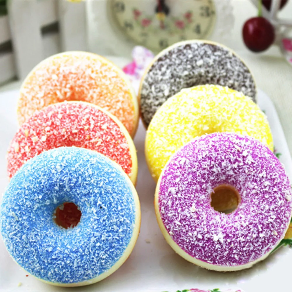 

Squishy Squeeze Stress Reliever Soft Colourful Doughnut Scented Slow Rising Toys Squeeze Stress Relief Toy Gift For Kid Random