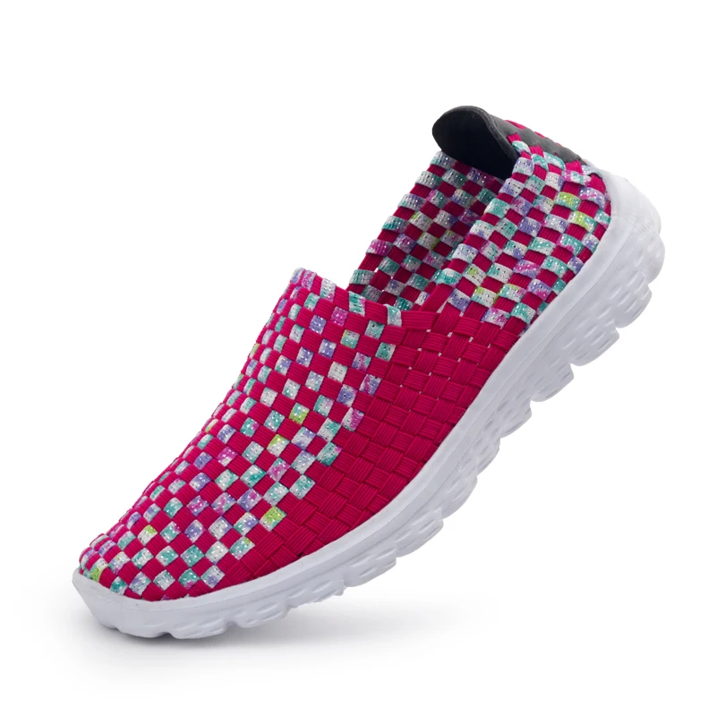 

Women Shoes Summer Flats Female Loafers Women Casual Flat Woven Shoe Brethable Sneakers Slip On Colorful Shoe Mujer Plus Size