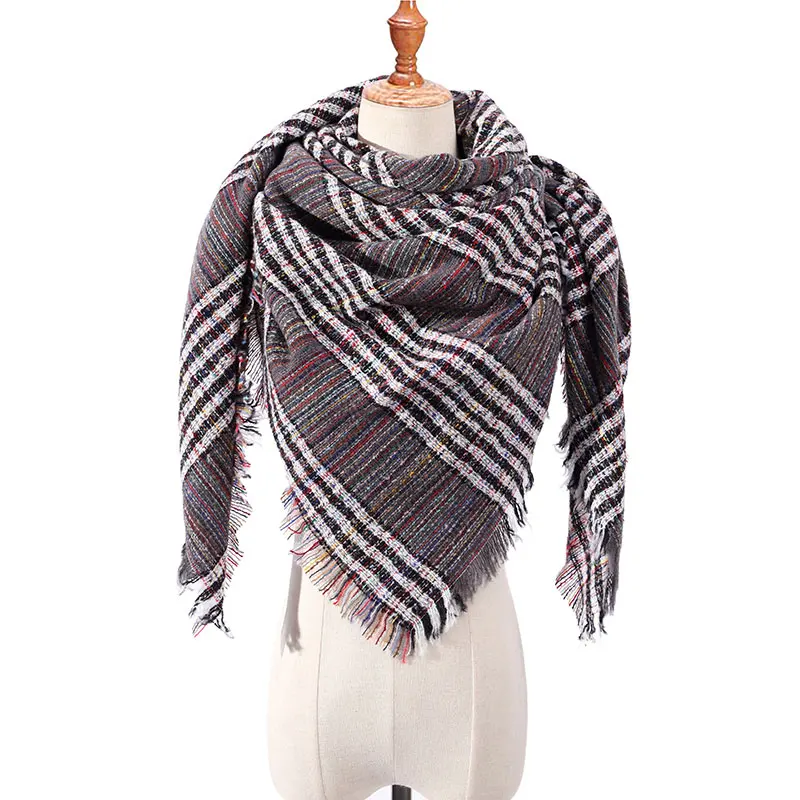 

2021 Plaid Knitted Winter Scarf Women Warm Scarves Cashmere Shawls Luxury Brand Neck Bandana Pashmina Lady Wrap