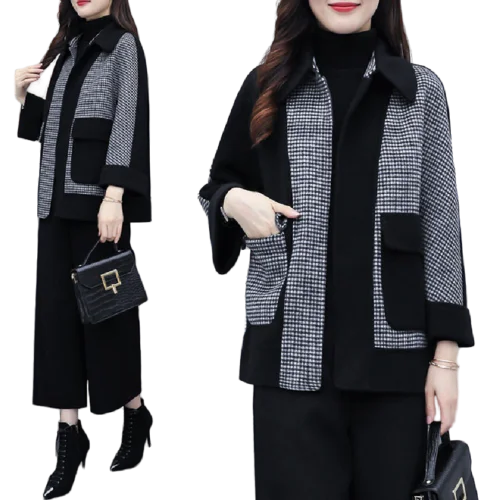 Осень зима 2020 повседневные свободные широкие брюки костюм для женщин куртка в