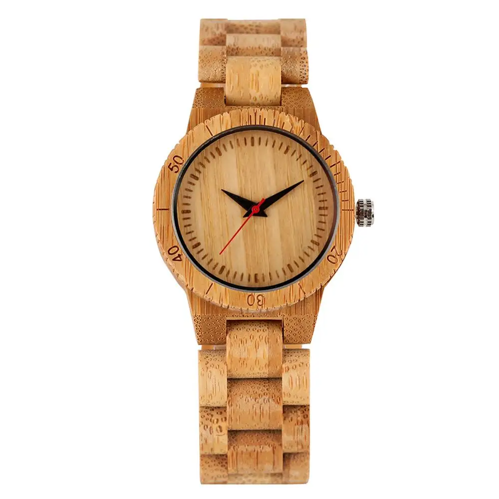 Компактные Кварцевые полностью бамбуковые часы с пустым циферблатом для мужчин
