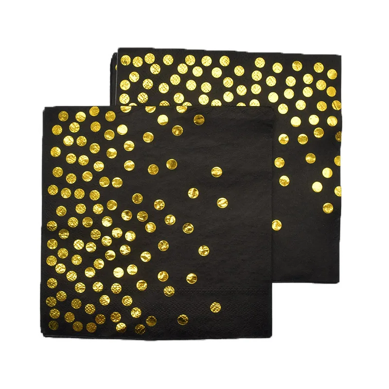 Набор одноразовой столовой посуды из черного золота салфеток чашек ножей ложек