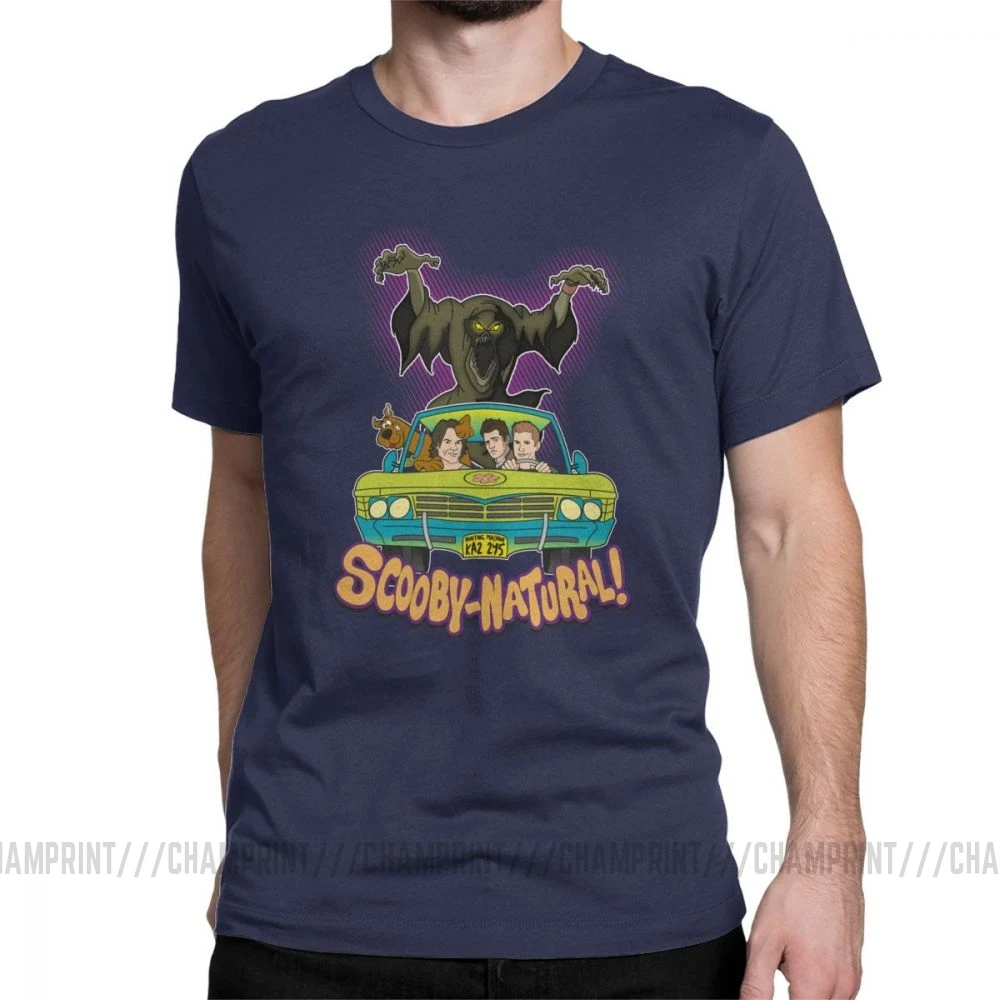 Сверхъестественная футболка Spn Brothers Man ScoobyNatural Baby V2, футболка, новинка, вырез лодочкой, одежда с короткими рукавами, хлопковые футболки - Цвет: Тёмно-синий