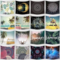 tropical leaves moon sun sea landscapes hello summer mandala wall art tapestry square shape bedroom wall hanging tapestry