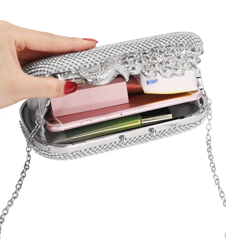 

2021 Handbags Women Bags Animals Day Clutches Evening Bags for Party Wedding Bags Bride Gold Purse Peacock Pattern Diamonds