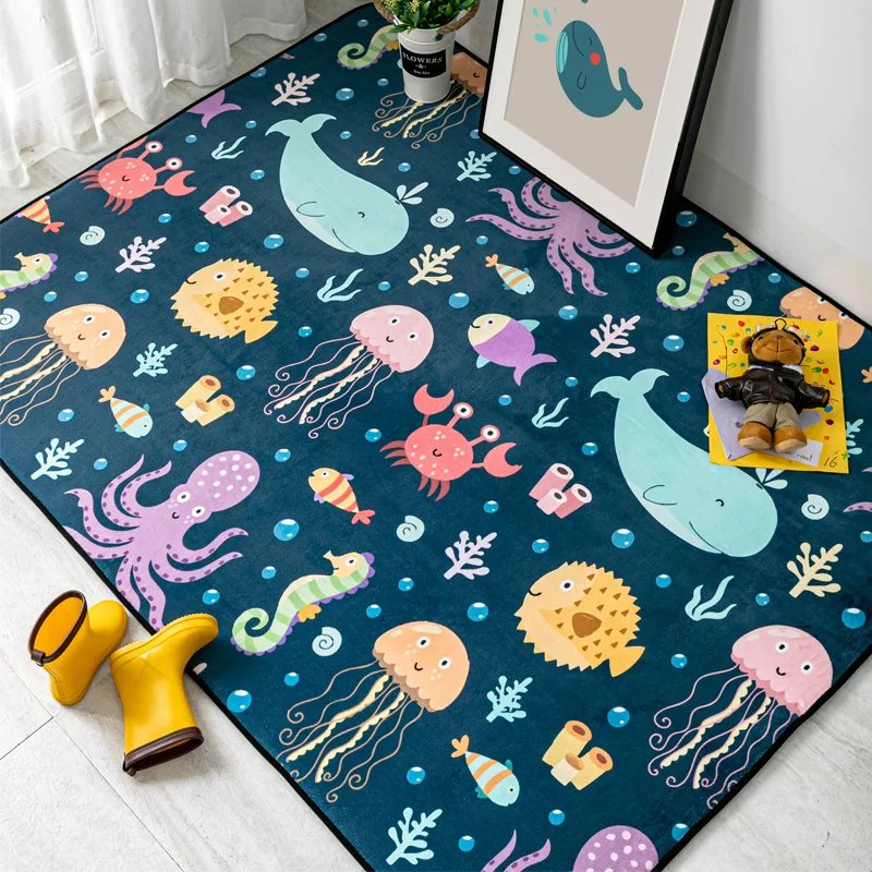 

Modern Nordic Animals Carpet Baby Rug Cartoon Elephant Printed Decorative Anti-slip Carpet Kid's Play Crawl Chair Mat Area Rugs