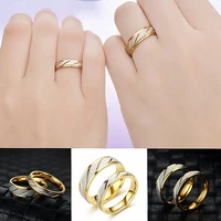 titanium steel gold color couple lovers rings gold wave pattern wedding infinity ring men and women engagement jewelry gifts