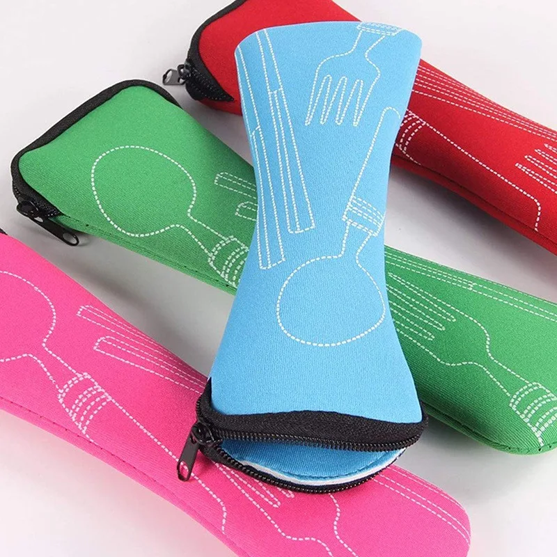 Портативный чехол для столовых приборов 4 цвета