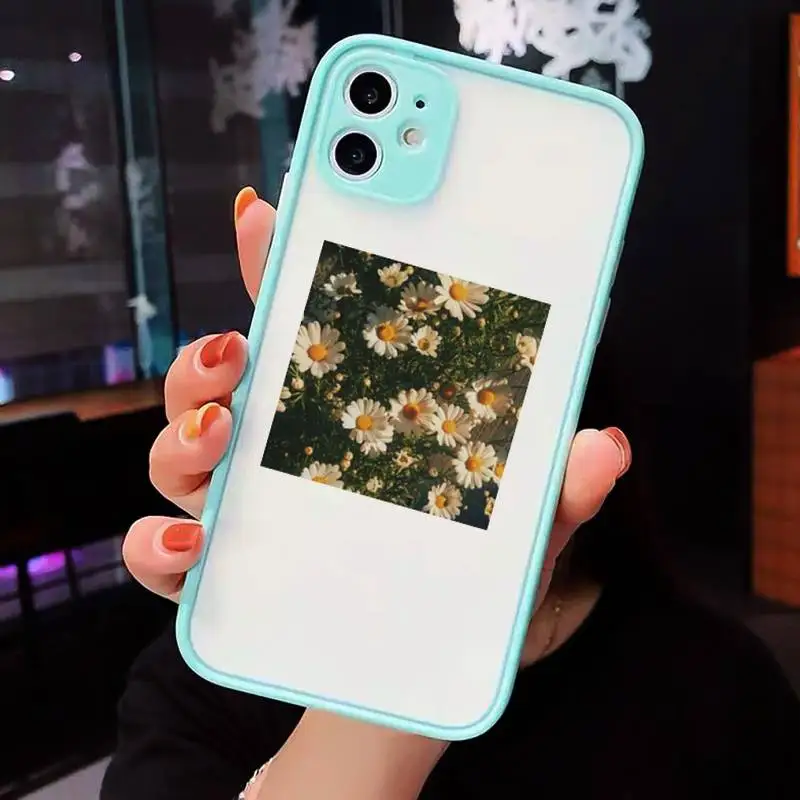 

Aesthetics flower daisy pattern Phone Cases matte transparent For iphone 7 8 11 12 plus mini x xs xr pro max cover