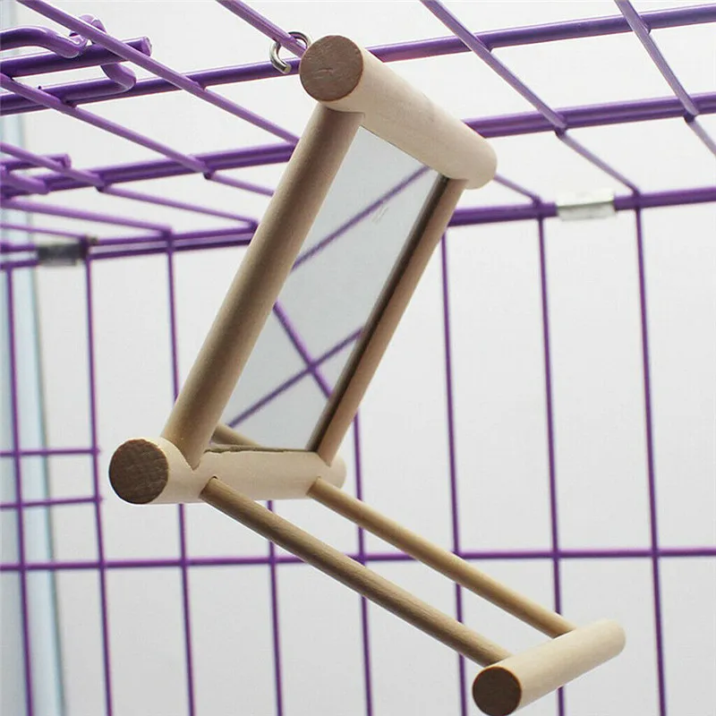 Деревянное Зеркало игрушка для домашних животных веселая с козырьком попугаев