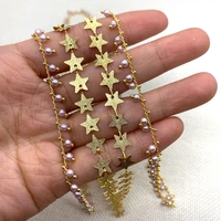 gold handmade chain stars round pearls fashion exquisite diy jewelry making necklace bracelet jewelry accessories 1 meter