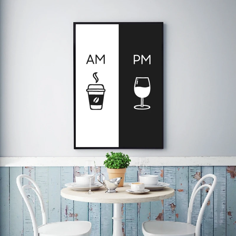 Фото Настенное искусство домашний декор современная картина Am Coffee Pm винный знак
