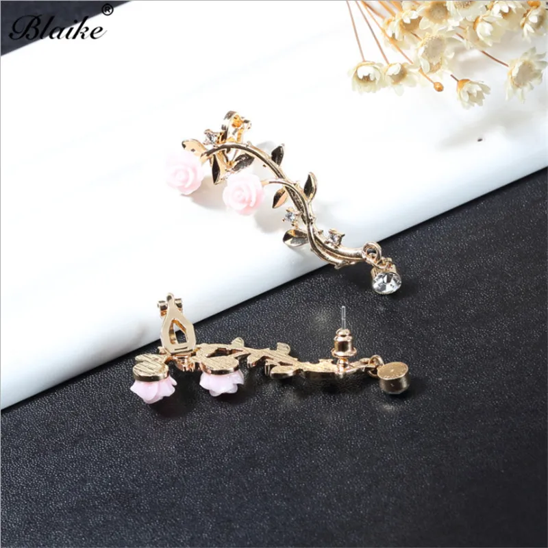 Женские серьги-гвоздики с желтым золотом Blaike серебристые/золотистые циркониевые