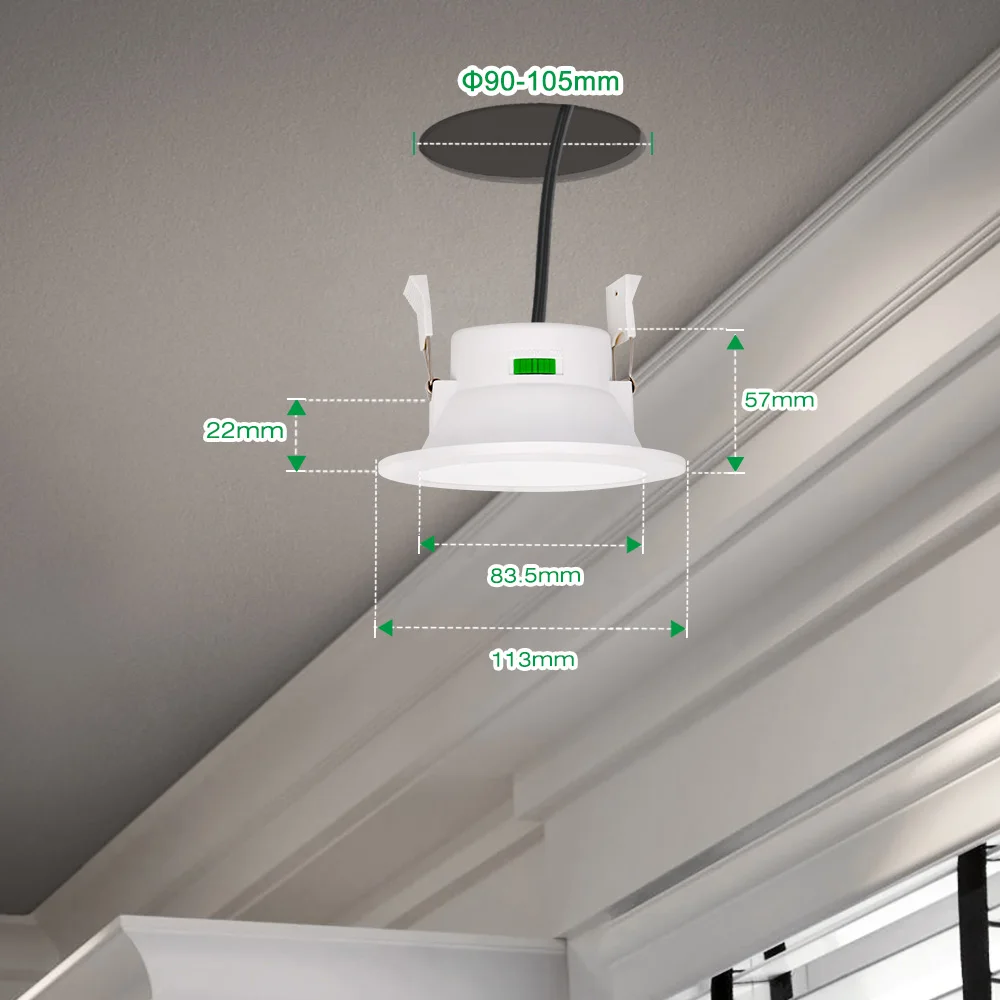 10 Вт Светодиодная Встраиваемая потолочная лампа с регулируемой яркостью Теплый