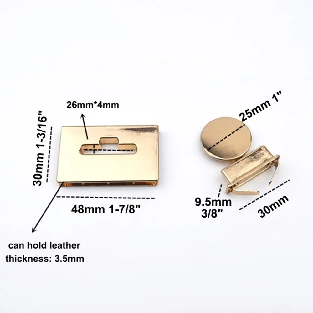 1x Metal Rectangle Push Lock Turn Bag Briefcase Spring Snap Decorative Clasps Closure Leather Craft Hardware Accessory | Дом и сад