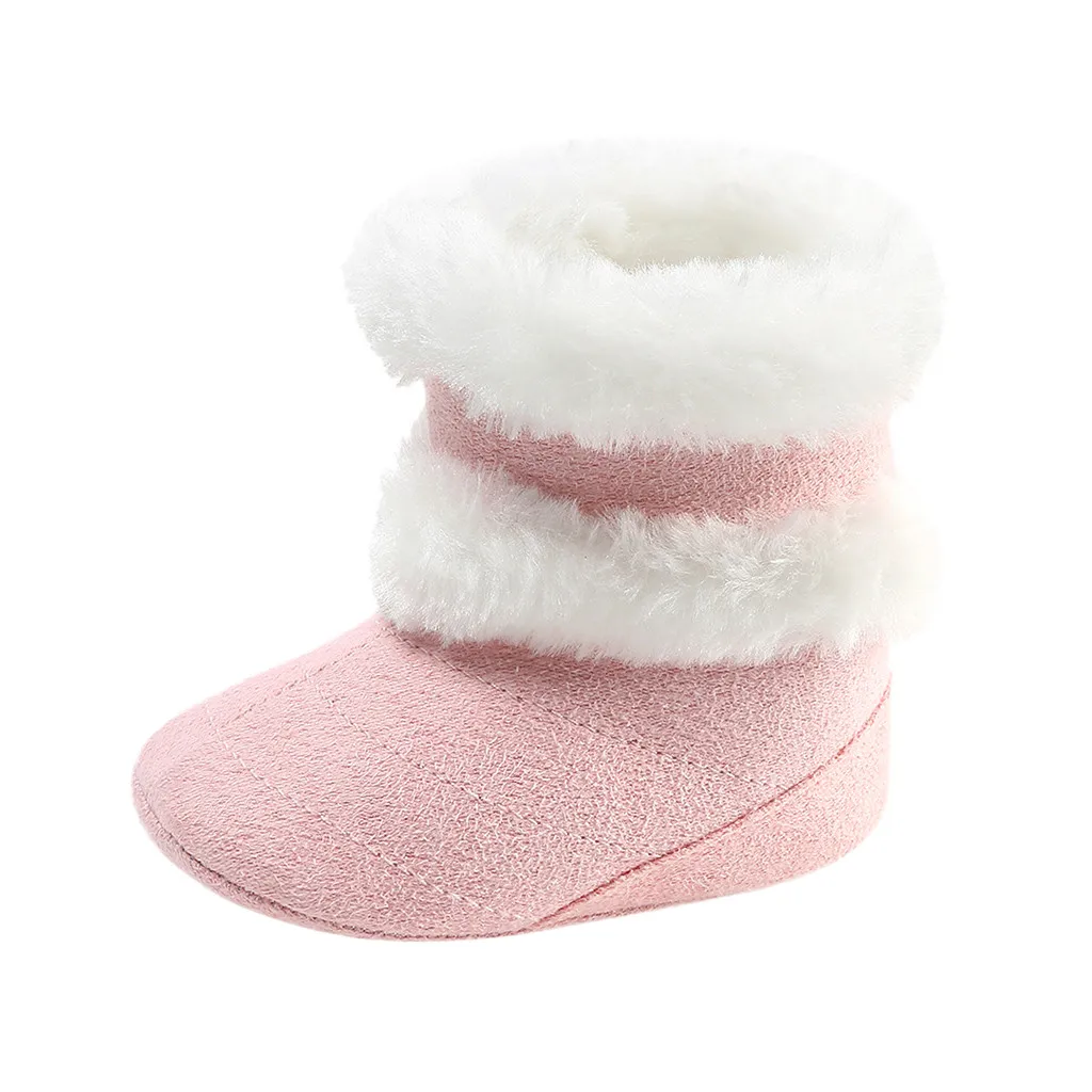 Розовый Winter Baby Shoes детская обувь Baby Boots Keep Warm Infant Newborn Baby Girls Boys Outdoor Shoes First Walkers Shoes#0 - Цвет: Розовый