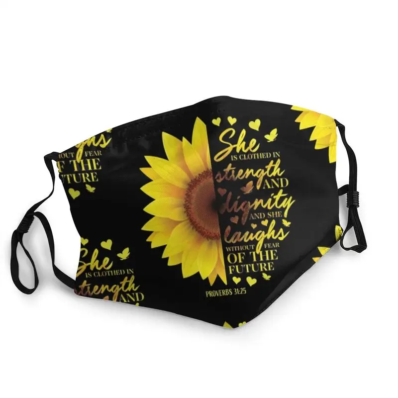 

Sunflower Christian Mask Breathable Face Mask Unisex Adult Floral Flower Anti Dust Protection Cover Respirator Mouth Muffle