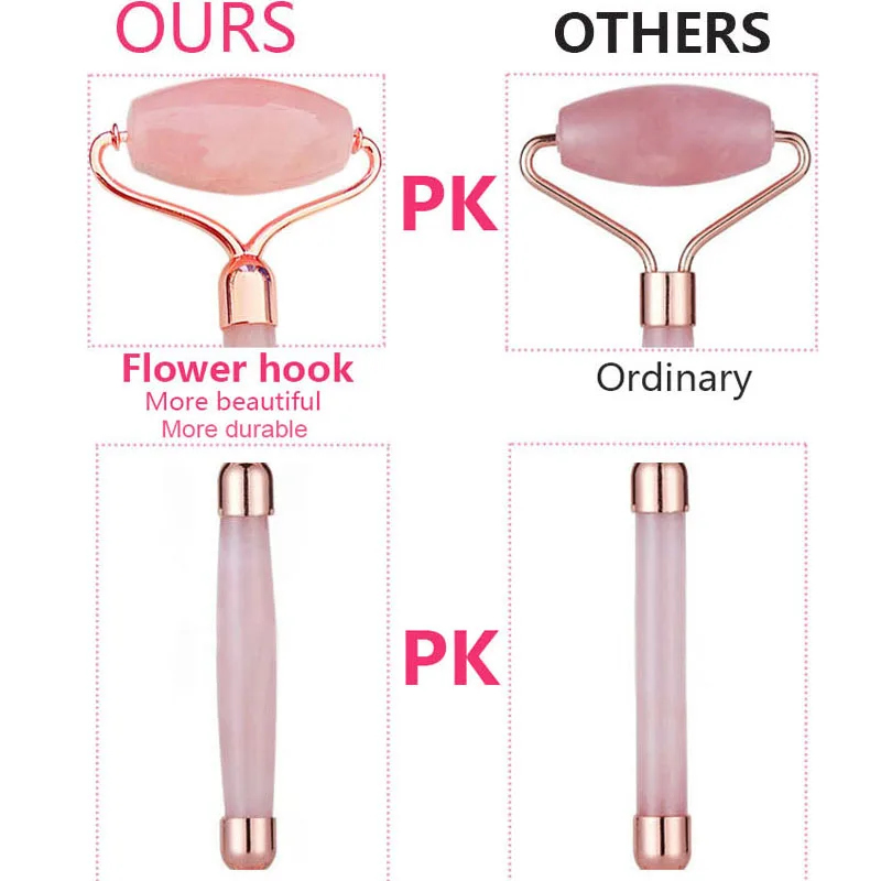 Нефритовый роликовый лицевой нефритовый массажный ролик для лица розовый