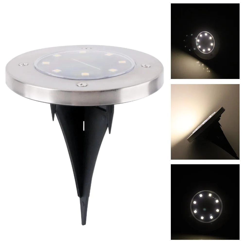 Подземный светильник на солнечной батарее 8 светодиодов водонепроницаемый