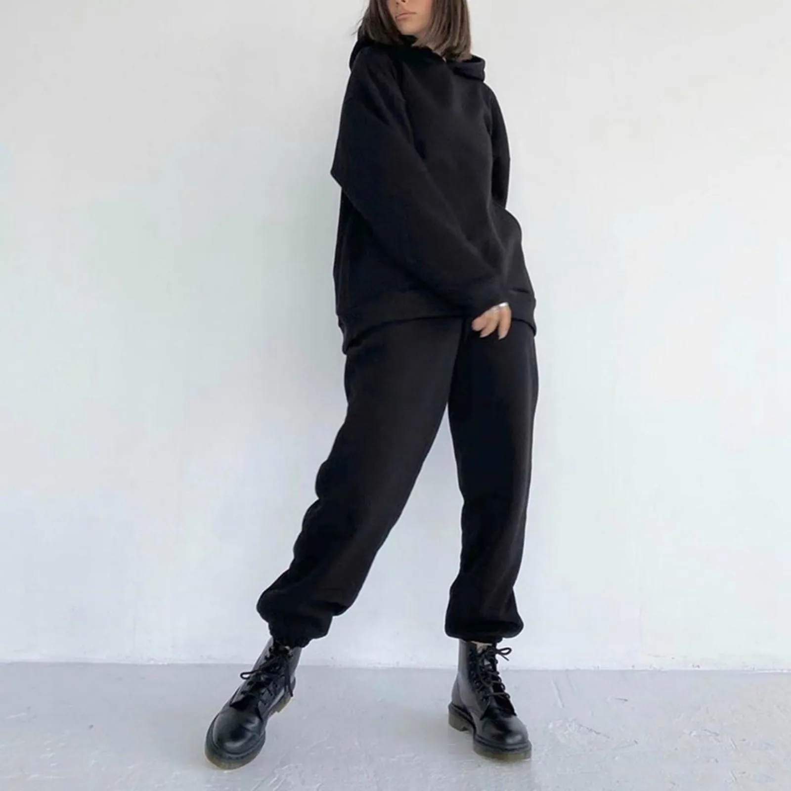 Women's Casual Solid Color Long Sleeved Hoodie Trousers Sweatershirt Sports Suit Las Mujeres Sweetshirts Спортивный Костюм Женск