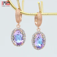 shenjiang new arrivals aaa cubic zirconia oval egg shape crystal dangle earrings for women wedding luxury elegant jewelry gift