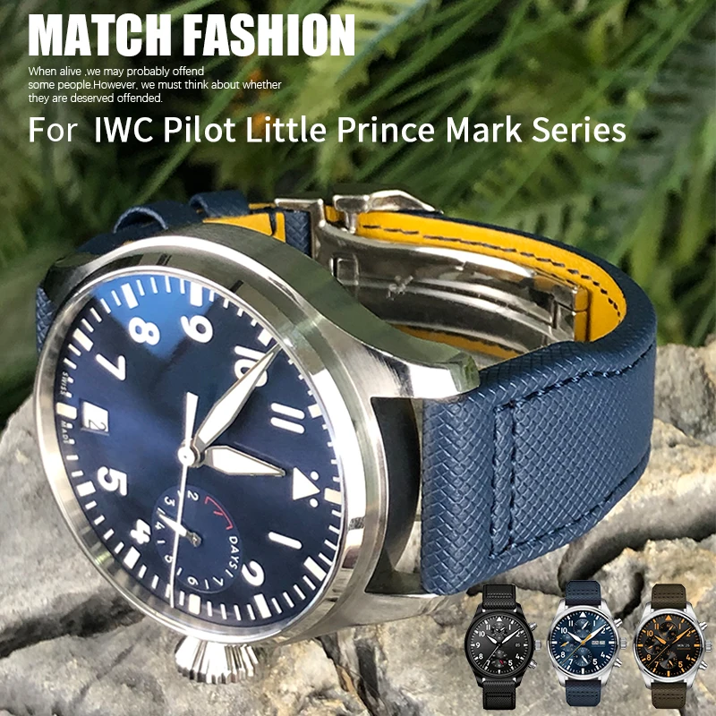 Ремешок из телячьей кожи для IWC Big PILOT IW5009 TOP GUN IW3880 нейлоновый черный кожаный