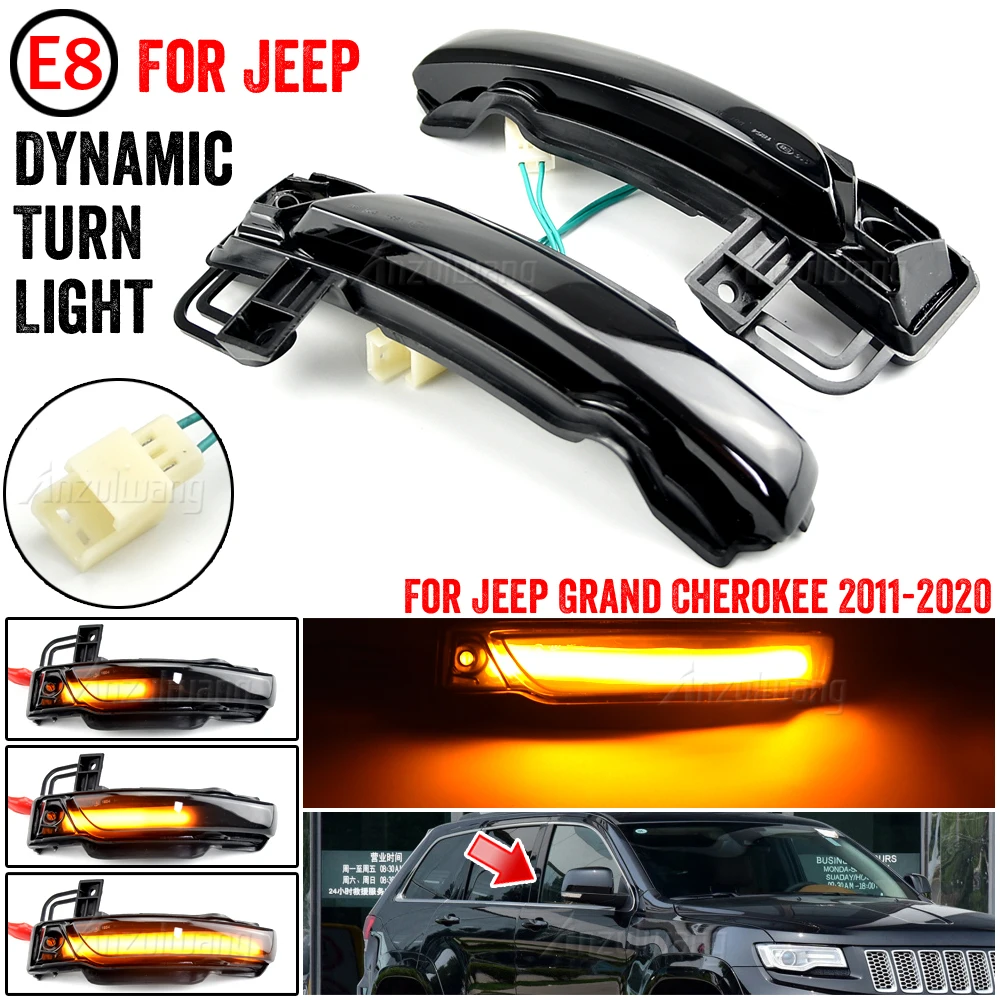 

2x Turn Signal Lights For Jeep Grand Cherokee 2011-2020 LED Dynamic Flowing Water Side Mirror Lamps Sequential Turn Indicator