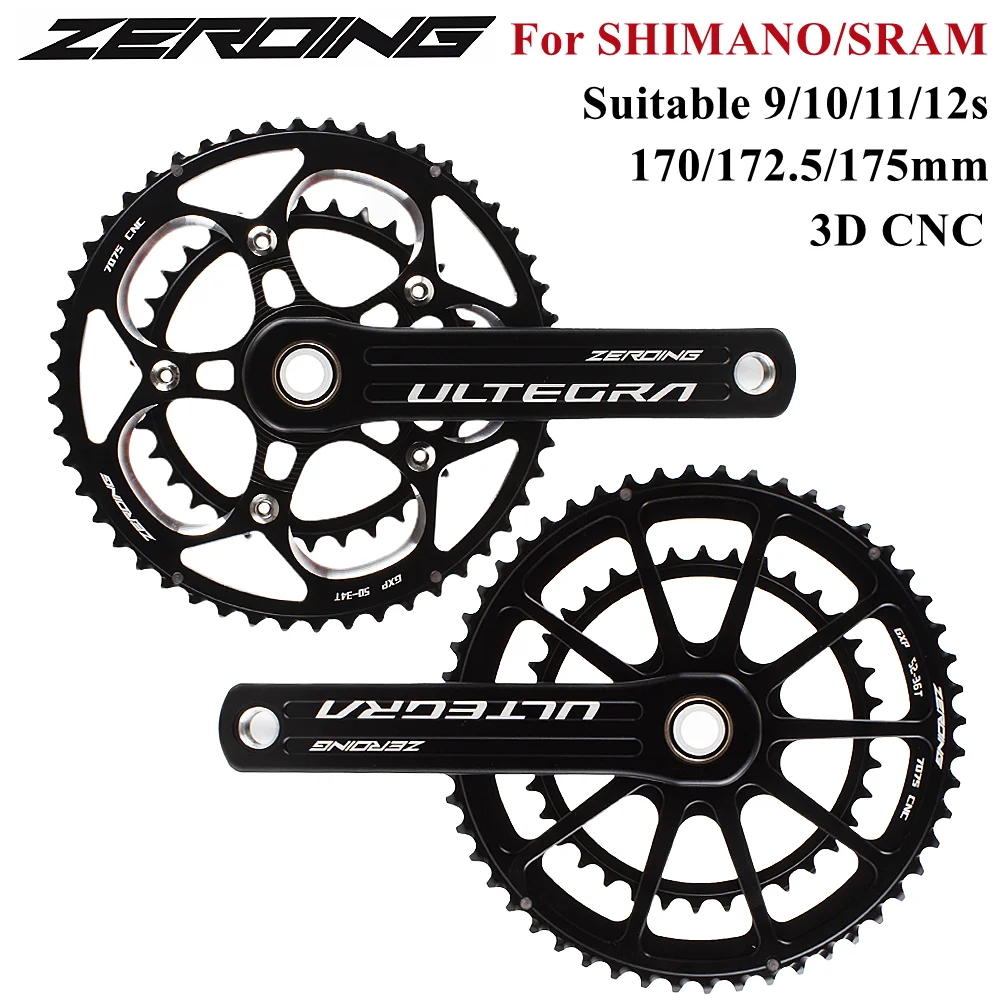 ZEROING Road Bike Crank GXP Crankset 170/172.5/175mm MTB Chainring Double Toothed Plate 50-34/52-36/53-39T for Shimano /SRAM | Шатуны и