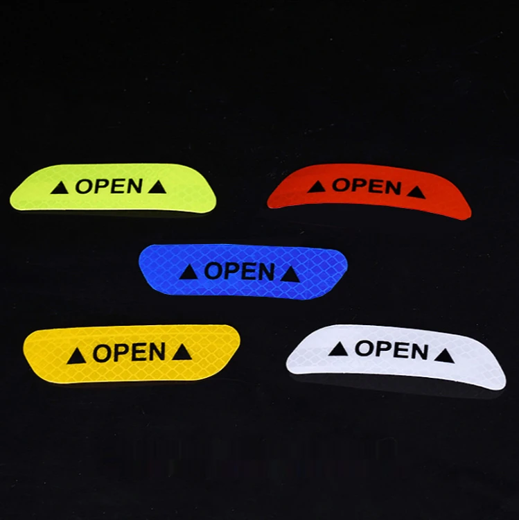 

4PCS/set Car Door Stickers Universal Safety Warning Mark OPEN High Reflective Tape Auto Driving Safety Reflective Strips