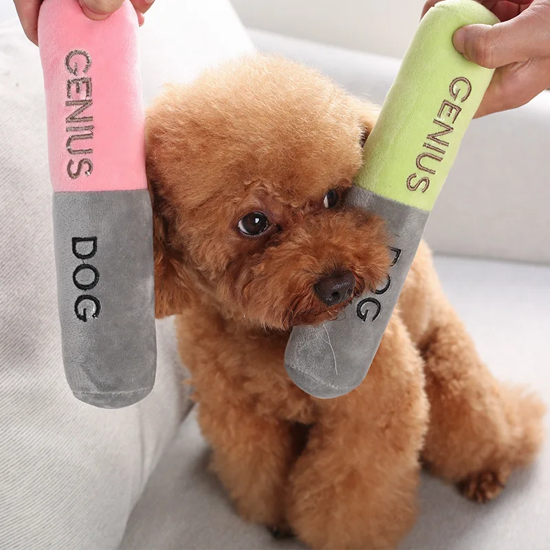 

Aapet 1pc Pet Vocal Toy Dog Molar Chew Toy Pill Shape Interactive Plush Stick Toy For Dog Puppy Pet Dog Teeth Cleaning Supplies