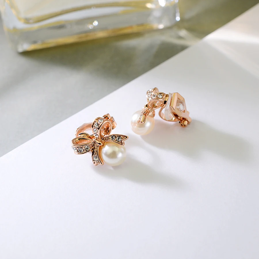 Серьги с рисунком в Корейском стиле бантом без отверстия для девочек