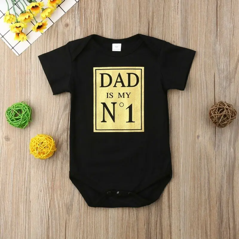 Летний комбинезон для новорожденных мальчиков и девочек Dady is My NO 1 с принтом