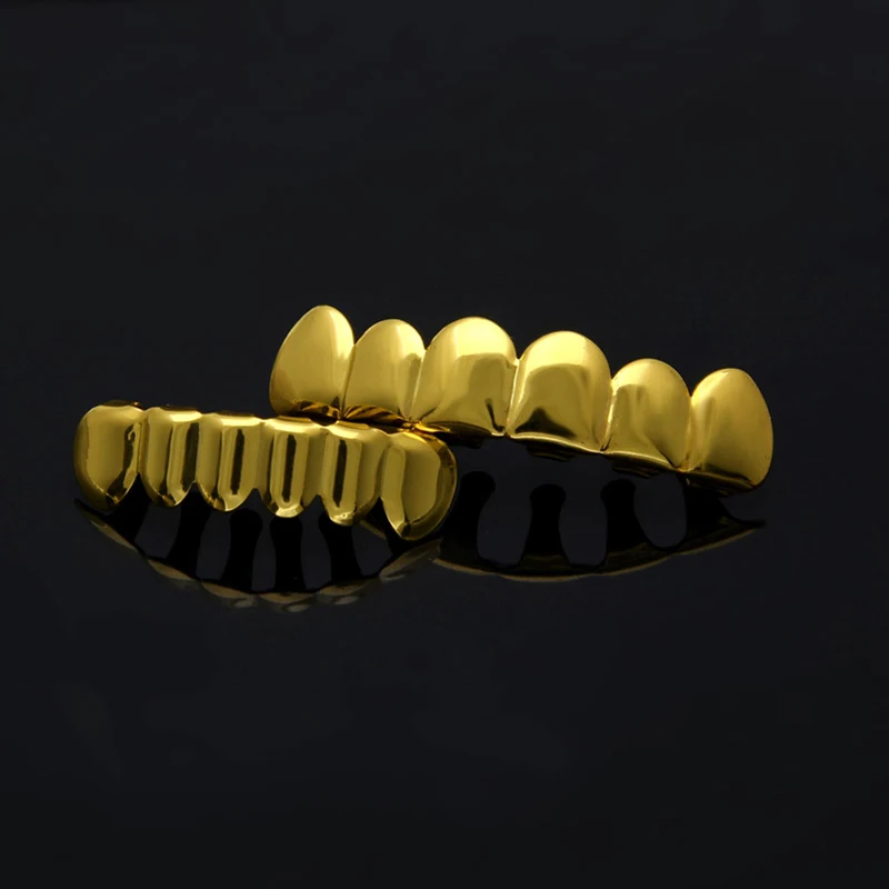 1 Set Upper & Lower Europe Plated Gold Silver Tooth Braces Hip Hop Cool Teeth Simulation Brace Protector Halloween | Красота и