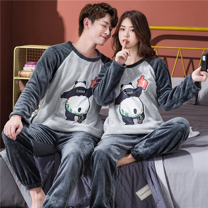 

Matching Pajamas For Couple Pajama Suit Lovers Winter Flannel Warm Sleepwear Family Pijama Set Men & Women Casual Home Clothing