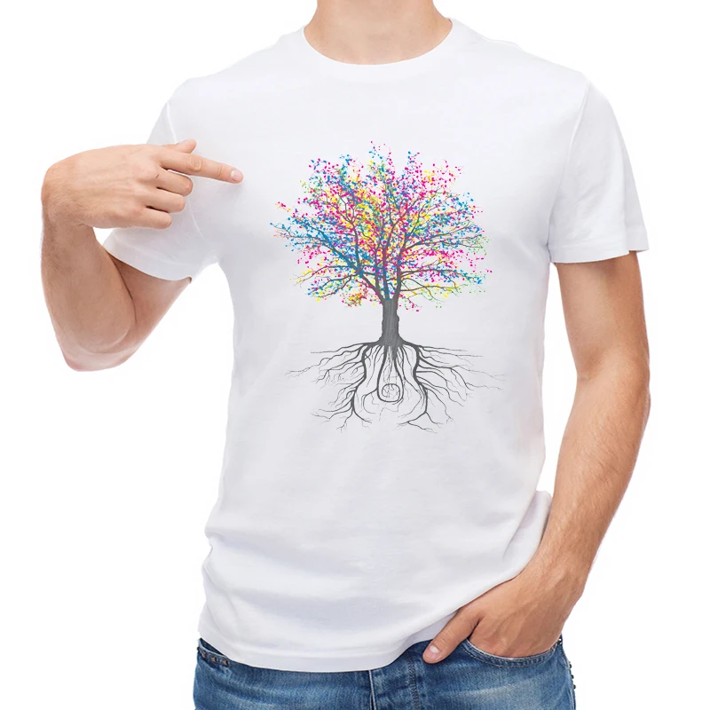 

TEEHUB It Grows on Trees Men T Shirt Fashion Colorful Tree Printed Short Sleeve T-shirt O-Neck Tops Cool Tees