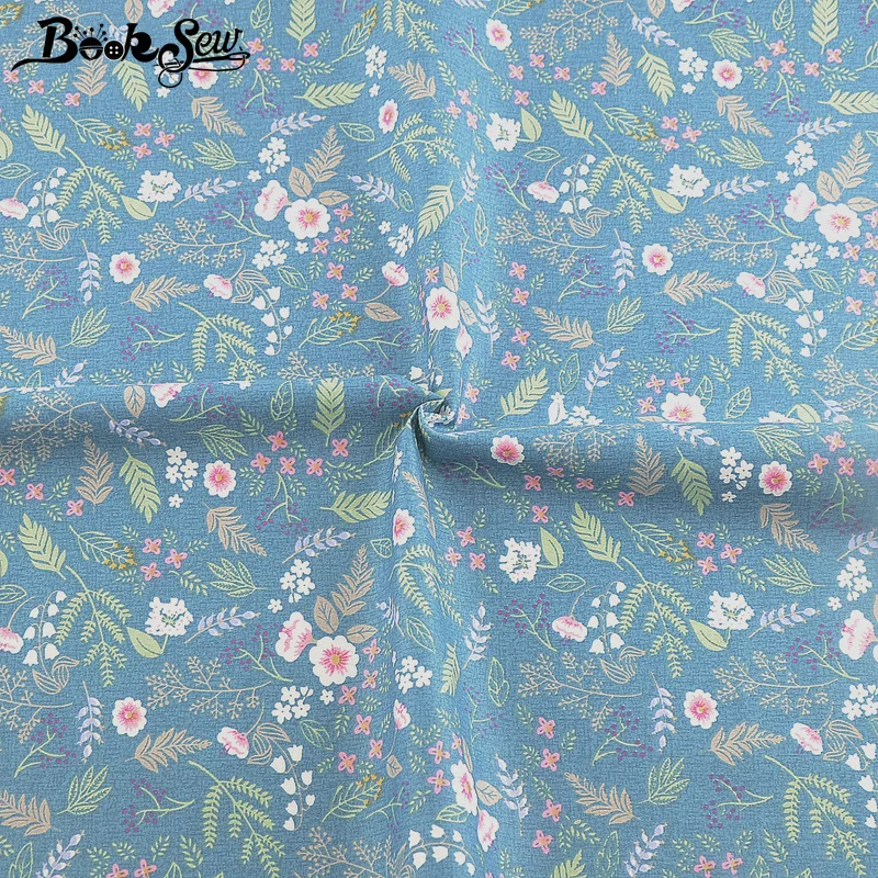Booksew зеленый материал для шитья 100% хлопок Telas Tecido цветочный рисунок Цветочный
