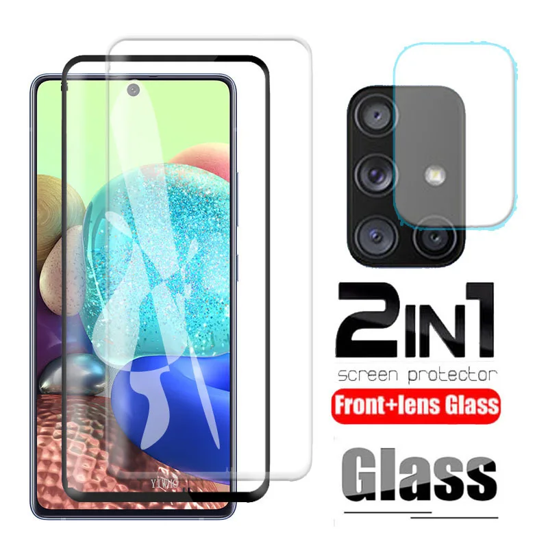 

Защитное стекло для экрана и объектива камеры Samsung A71 5G/DS SM-A716F/DSN, закаленное, 2 в 1