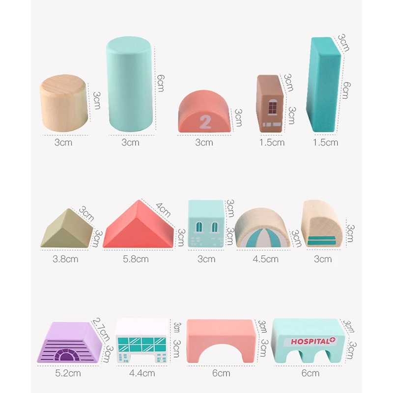 

115 Pieces of Children's Wooden Toys City Traffic Scene Assembled Building Blocks Early Education Toys