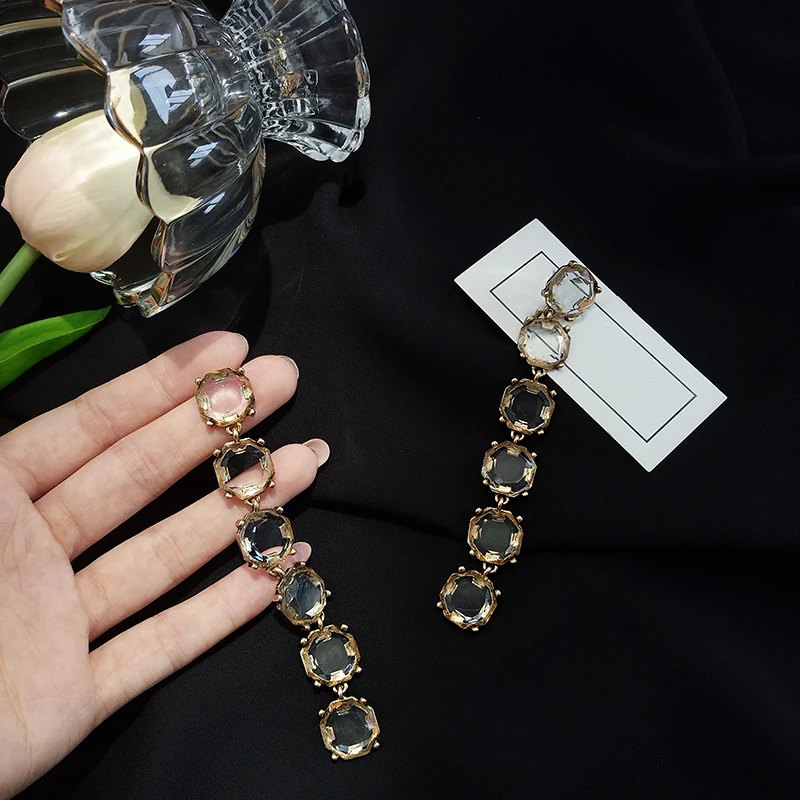 Металлический бампер с акриловым инкрустированные длинные модные серьги